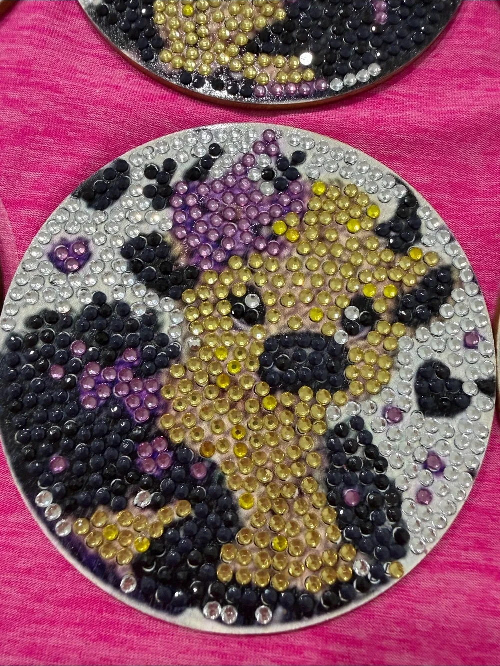 Rhinestone Puppy Decorative Serving Trivet - Pink Handmade coasters